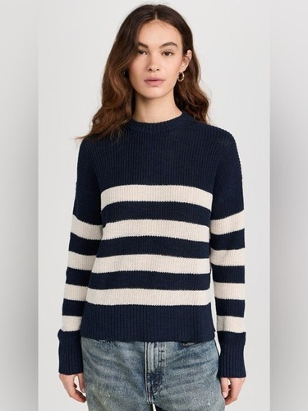 Faherty Miramar Striped knitted organic cotton Sweater Navy Opens XS A010821